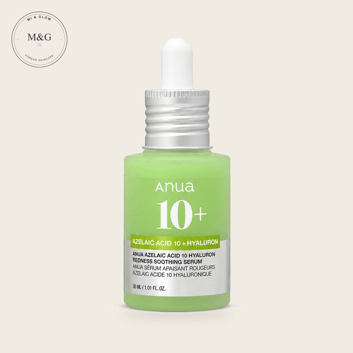 Anua Azelaic Acid 10 Hyaluron Redness Soothing Serum 30ml — Korean azelaic acid serum for persistent facial redness