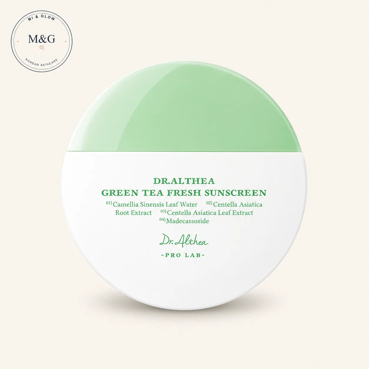 Dr. Althea Green Tea Fresh Sunscreen SPF50+ 45ml — calming Korean sunscreen with green tea and centella